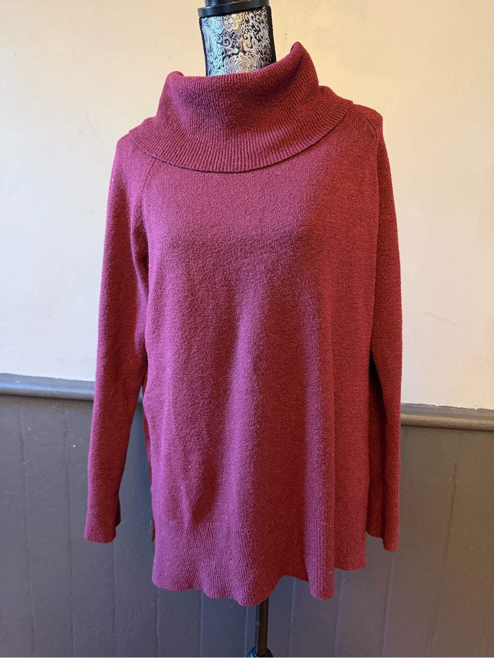 Ann Taylor Burgundy Cowl Neck Sweater